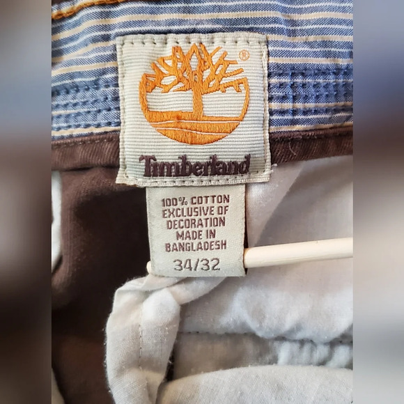 TIMBERLAND Chino FLAT FRONT Cotton Canvas PANTS Mens‎ 34×32 Brown - Picture 11 of 12